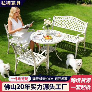 Ensemble de meubles de jardin en aluminium coulé, 4 places, résistant aux intempéries, style traditionnel, table et chaises de patio - Product Image 2
