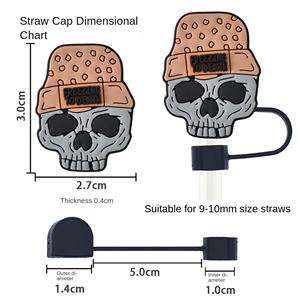 Adornos de PVC para Pajitas de 10 mm con Diseño de Calaveras de 8 mm, Serie Halloween, Accesorios para Bar, Antipolvo, Horror - Product Image 2