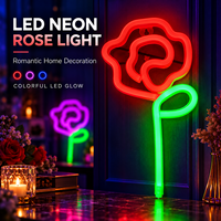 Jouet lumineux LED néon en forme de rose, bâton lumineux coloré en forme de fleur, lumière décorative pour fête, festival, cadeau