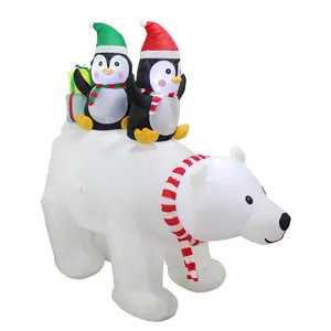Urso polar inflável luminoso para idosos, enfeite de natal com luz de led para jardim e outras áreas externas, papai noel, ornamentos de natal