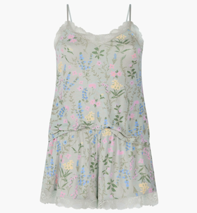 Conjunto de Pijama de Camisola y Pantalones Cortos con Ribete de Encaje, Tela Suave, Ropa de <span class=keywords><strong>Dormir</strong></span> Sexy para Mujer, Elegante Estampado Floral - Product Image 4