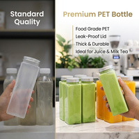 Bouteilles carrées en PET de qualité supérieure avec bouchon à vis, étanches, de qualité alimentaire, pour soda, jus, lait, thé, boissons froides, conteneur personnalisable avec logo, commande en gros
