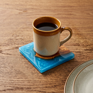 Handmade Modern Square <b>Epoxy</b> <b>Resin</b> and Blue Coasters with Holder 10 CM Diameter REHMAN CRAFT - Product Image 1