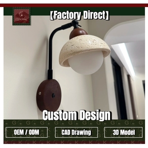 Applique murale réglable GOLDKING en travertin crème naturel et bois de noyer, pour hôtels et résidences modernes, personnalisable OEM ODM, vente directe - Product Image 1