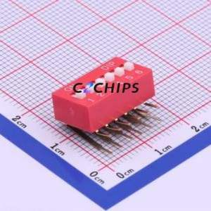 DA-06RP DIP Switch Through hole Component (THT) Switch Flat Toggle, Raised Type Single Pole Single Throw 6 PC Pin - Product Image 1