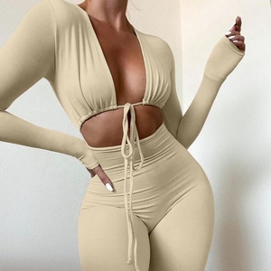 <b>Casual</b> <b>Women's</b> Yoga <b>Jumpsuit</b> Rompers High Waist Winter Breathable Hollow Out Custom Outfit Skinny Knitted - Product Image 5