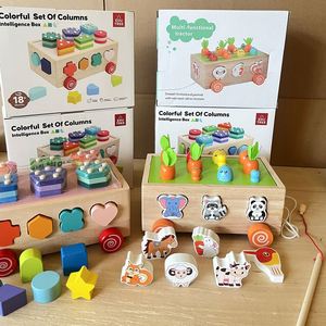 Cadeau idéal pour bébé, centre d'activités multifonctionnel pour bébé, blocs d'apprentissage sur le thème des animaux, cube d'activités en bois - Product Image 2