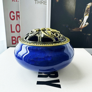 Brûleur d'encens en céramique de fissure de glace bleue Offre Spéciale et diffuseur d'aromathérapie pour le censure aromatique décoratif - Product Image 1