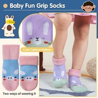 Chaussettes antidérapantes pour bébés et tout-petits, motif animaux de dessin animé 3D, personnalisables, en gros, en stock, prêtes à être expédiées