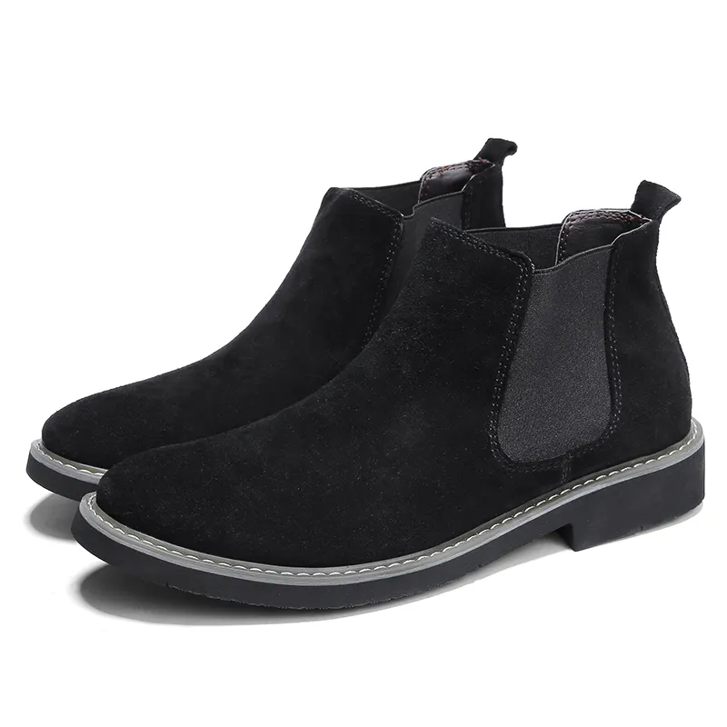Wholesale fashion new design solid chelsea slip on mens boots ankle boots for casual