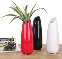 Instahot — Vase en céramique blanc de 9.8 ", Vase à ouverture en forme Oblique, créatif et élégant, pour décoration de bureau ou maison