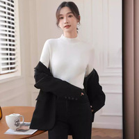 Pull thermique en maille à col montant doublé polaire imitation vison pour femme, sous-vêtement chaud d'hiver, vente en gros