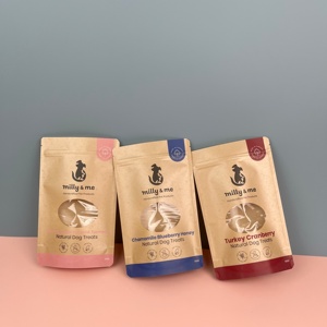 Emballage alimentaire écologique recyclable, sachet debout personnalisé, différentes tailles, friandises pour chiens lyophilisées, sachet en mylar pour collations avec fermeture éclair - Product Image 1
