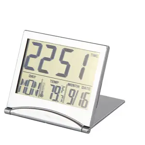 热翻盖旅行闹钟便宜数字礼品液晶表钟液晶显示屏创意石英电子方形白色
