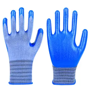 Guantes duraderos de nitrilo azul, guantes de trabajo de protección transpirable Industrial para hombres, guantes de seguridad de látex cómodos resistentes al desgaste