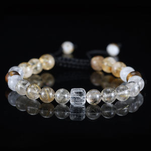 Bracelet réglable en perles <span class=keywords><strong>de</strong></span> quartz rutilé doré 8 mm RINNTIN GMB90, quartz fantôme jaune, <span class=keywords><strong>opale</strong></span> jaune, bracelet <span class=keywords><strong>de</strong></span> guérison - Product Image 1