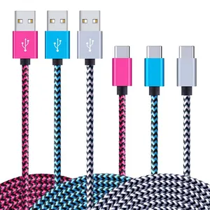 定制标志尼龙编织usb c电缆C型微型USB电缆手机快速充电数据线