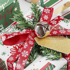 Custom Luxury Christmas Organza XMAS Tag with Red Berry Decor and Snowflake Satin <b>Ribbon</b> Gift Wrap - Product Image 5