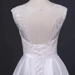 Abito da Sera Corto da Donna, Nuovo Elegante Stile Socialite in Raso Bianco, Design Francese Leggero per <span class=keywords><strong>Matrimonio</strong></span> - Product Image 3