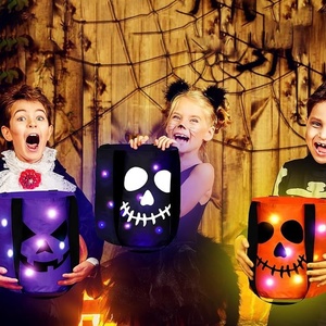 Secchiello per Dolcetti di Halloween per Bambini, Sacchetti Luminosi a Forma di Zucca, Cestini LED per Dolcetti di Halloween, Borsa Riutilizzabile per Regali e Caramelle - Product Image 5