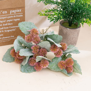 Branche de fleur artificielle en feuille d'argent rose en PVC souple pour décoration de mariage et d'intérieur - Product Image 1