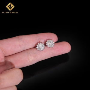 Boucles d'oreilles en moissanite flocon de neige de 10 mm, boucles d'oreilles en diamant glacé, argent massif 925, moissanite glacée VVS avec GRA - Product Image 6