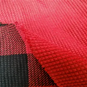 Tissu tricoté à imprimés écossais, couleur gaufres, coton