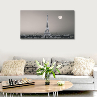 Lune et Tour Eiffel, une nuit paisible à Paris, impression numérique sur toile, peinture moderne, vente chaude, 60x120cm