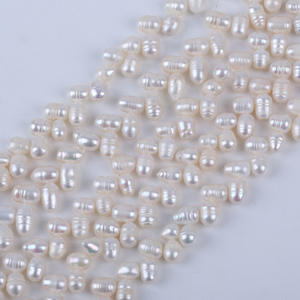 Collar de Perlas Blancas Nucleadas de Agua Dulce Naturales de 5-6 mm, Perlas Semiterminadas con Cadena de Trigo de Tres Siete Orificios, Perlas de Arroz - Product Image 4