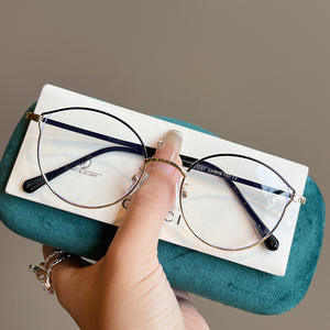 Monture de lunettes Qianai œil de chat, ronde moyenne, anti-lumière bleue, pour femmes, verres optiques en acétate, origine Taizhou - Product Image 2