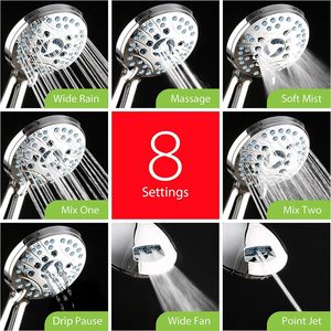 <span class=keywords><strong>AquaCare</strong></span> Cabezal de Ducha de Mano de Alta Presión con 8 Modos, Acabado Cromado ABS, Boquillas Antiobstrucción, Lavado Potente para Bañera, Azulejos y Mascotas, 6 pies Muro de manguera - Product Image 4