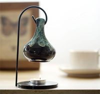 Brûleur d'aromathérapie en céramique en forme de goutte d'eau Warmself, diffuseur d'huiles essentielles à longue durée de combustion, décoration pour la maison, le bureau et la chambre