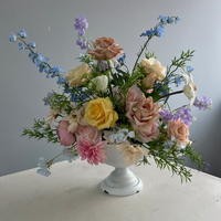 Centre de table de mariage moderne de luxe de 35 cm, boule florale sur piédestal blanc, arrangement élégant de roses en soie, de haute qualité, fantaisie