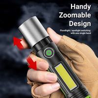Lampe torche tactique ultra-lumineuse ASORT avec zoom et projecteur COB, rechargeable, haute puissance, pour le camping et l'aventure, lampe LED