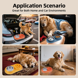Novo estilo Raised slow feed <span class=keywords><strong>food</strong></span> water Dog 2-em 1 tigela lavável personalizado em aço inoxidável alimentador lento Pet TPE Bowl cão gato tigelas - Product Image 6