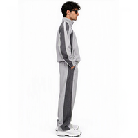 Ensembles de survêtements tendance en coton personnalisés, veste zippée patchwork et pantalon de jogging, survêtement personnalisé pour homme
