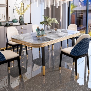 Nhà Máy Bán Buôn Bàn Ăn Đặt Hiện Đại Đơn Giản Bàn Ăn Bán Chạy Nhất Marble Home Bàn Ăn Bàn Ăn Tối - Product Image 2