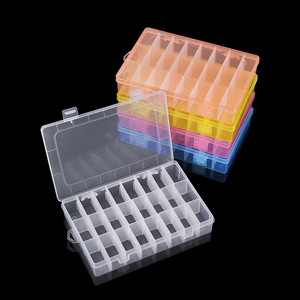 Transparent Plastic Jewelry <b>Box</b> 24 Grids Double Locking Compartment Organizer For <b>Storage</b> And Display <b>Blue</b> White Orange Pink - Product Image 1