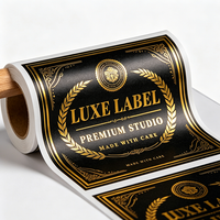 Rouleau d'étiquettes personnalisées Jinyu en feuille d'or noir, autocollants en vinyle de luxe, imperméables, mats, laminés, écologiques, résistants à l'huile