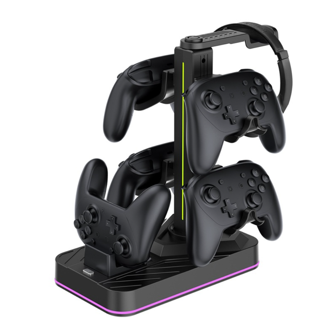 Charging Stand for Nintendo Switch 2 Pro Controller with Headset Stand Dual Device Charger Storage Organizer