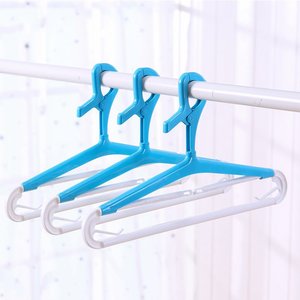 Clothing Organizer Retractable Hanger Set White Blue Extendable Hook Type Drying <b>Rack</b> For <b>Clothes</b> Storage - Product Image 1