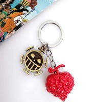 11 Designs Devil Fruit Metal Spring pour Porte-clés Personnage de Dessin Animé Anime Logo Luffy Gum Gum Fruit Ace Flame Flame Fruit porte-clés