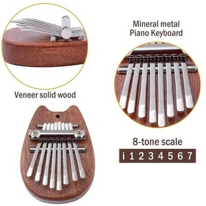 Mini Kalimba en bois à 8 touches, piano à doigts exquis de haute qualité, marimba, bon accessoire musical, pendentif, cadeau - Product Image 5
