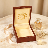 Boîte à parfum en placage de bois de burl avec doublure en daim, logo personnalisé, finition laquée piano, couvercle à charnière pour collection et emballage de parfums de luxe