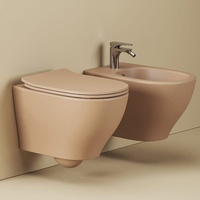 WC suspendu en céramique vitrifiée avec bidet intégré, finition naturelle mate, pour salle de bain et cuisine