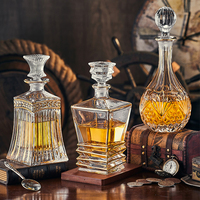 Juego de Decantador de Whisky Grabado, Estilo Europeo, Cristal sin Plomo, con Vasos Old Fashioned y Logotipo Personalizado