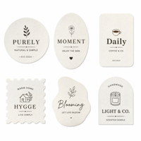 Etiquetas de Papel con Logotipo Personalizado, Grabado en Relieve, Estampado en Caliente, Corte Troquelado, Redondas, Ovaladas, Cualquier Forma, MOQ 100 Piezas