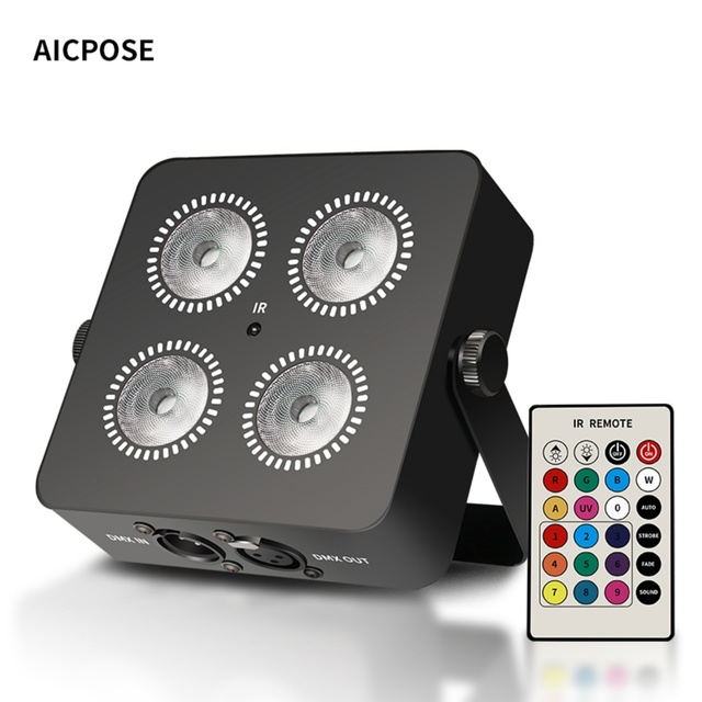AICPOSE Stainless Steel Mini 4x18w Battery Led Par Light Rgbw Uv 6in1 Par Can Stage Light