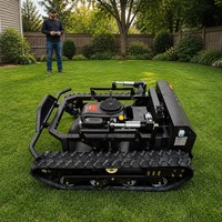 Tondeuse à gazon télécommandée sur chenilles, robuste, à moteur essence, pour terrains en pente, usage municipal et gouvernemental
