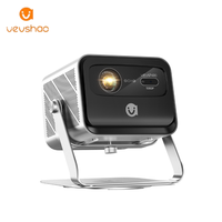 Projecteur portable mini VEVSHAO 1080P 2200 lumens ANSI V80 avec mise au point automatique, support réglable à 360 degrés, haut-parleurs intégrés, compatible 3D